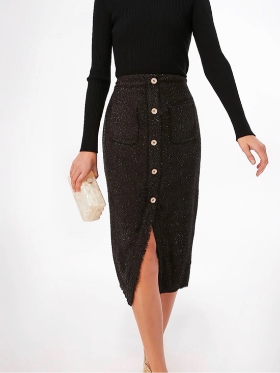 Pomander Place Dresses & Skirts - Tuckernuck Pomander Place Black Metallic Tweed Midi Skirt